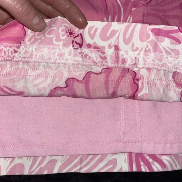 (EUC) Lilly Pulitzer Pink Floral Print Ric-Rac Trim A Line Skirt Size 6 - Picture 10 of 11